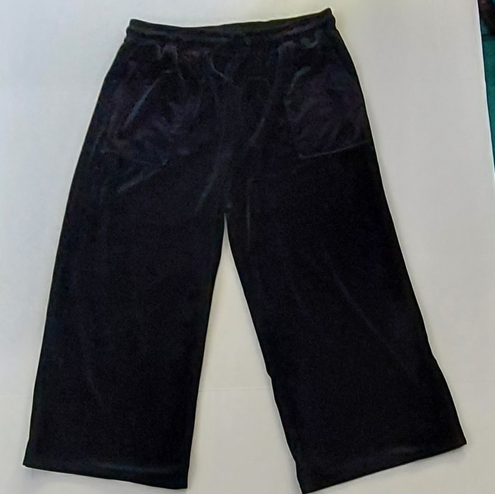 Velour bundle wide leg cropped pants